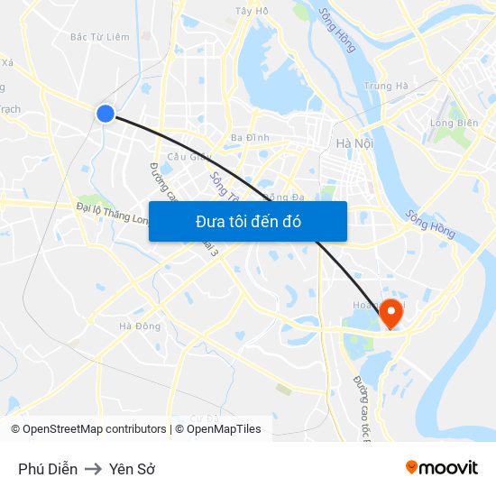 Phú Diễn to Yên Sở map