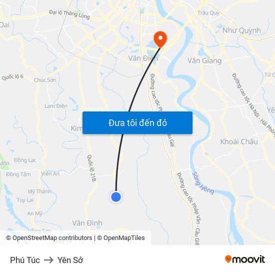 Phú Túc to Yên Sở map
