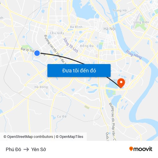 Phú Đô to Yên Sở map