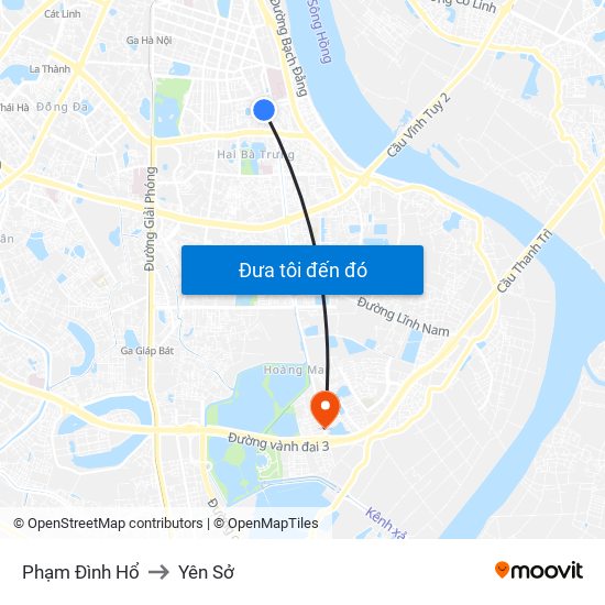 Phạm Đình Hổ to Yên Sở map