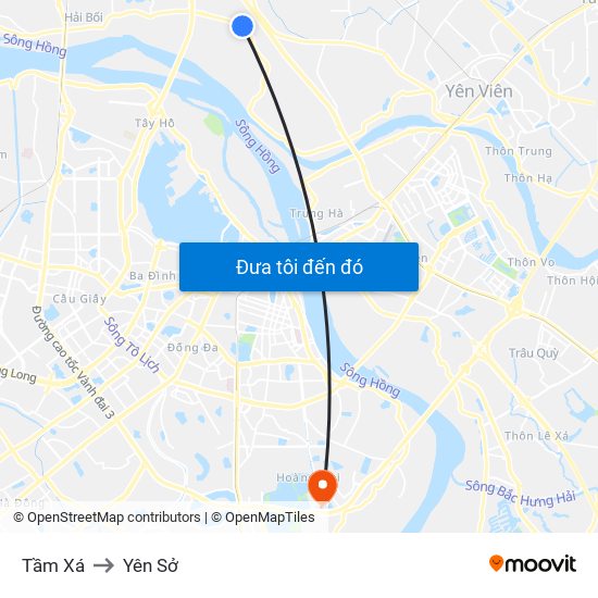 Tầm Xá to Yên Sở map