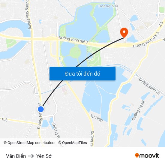 Văn Điển to Yên Sở map
