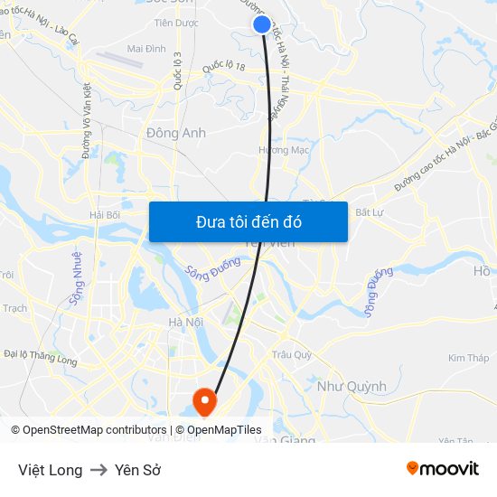 Việt Long to Yên Sở map