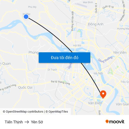 Tiến Thịnh to Yên Sở map