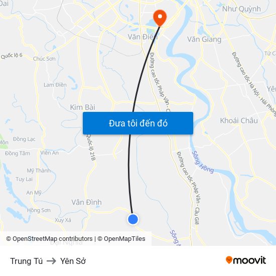 Trung Tú to Yên Sở map