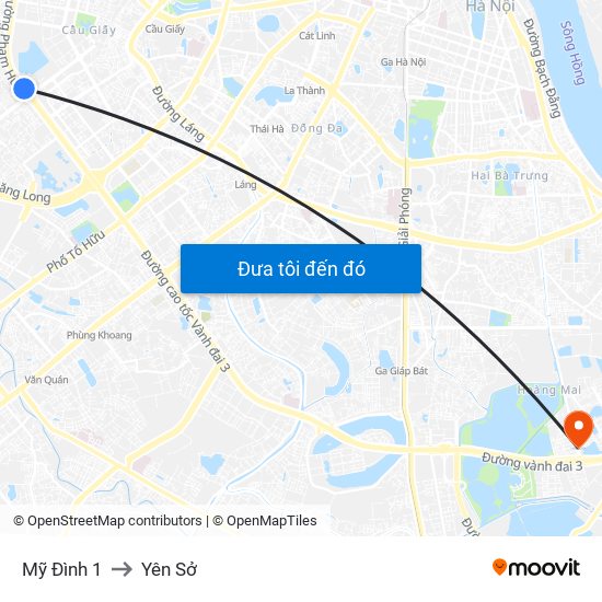 Mỹ Đình 1 to Yên Sở map