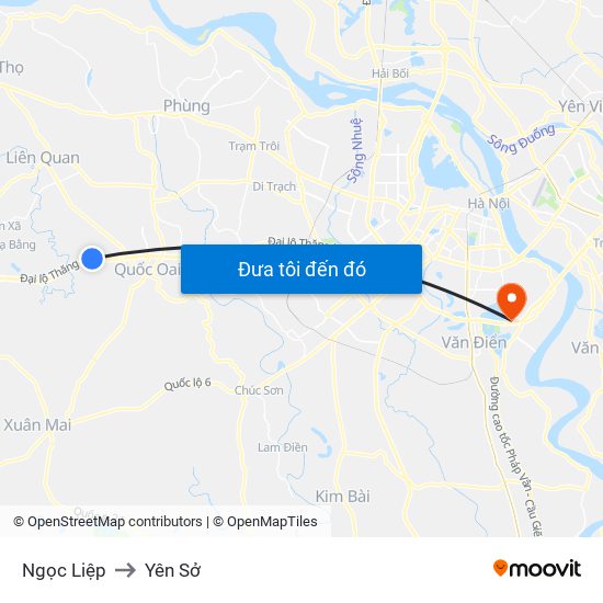 Ngọc Liệp to Yên Sở map