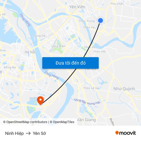 Ninh Hiệp to Yên Sở map