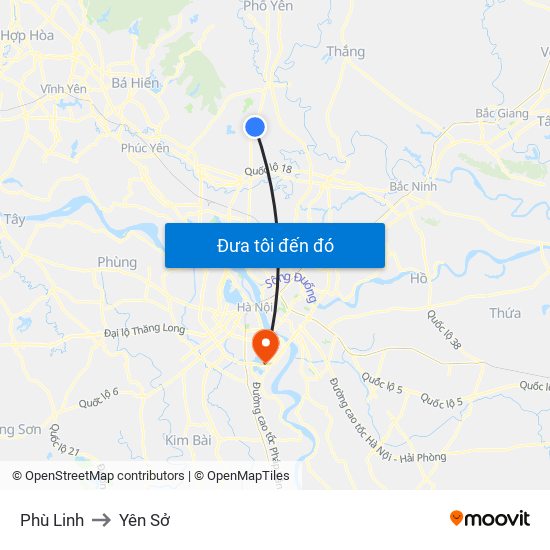 Phù Linh to Yên Sở map