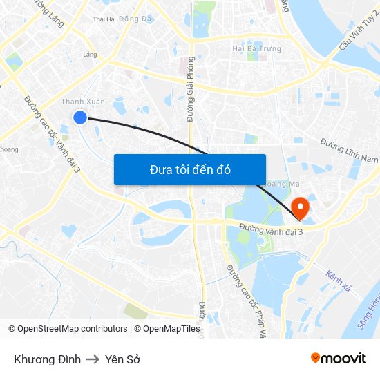 Khương Đình to Yên Sở map