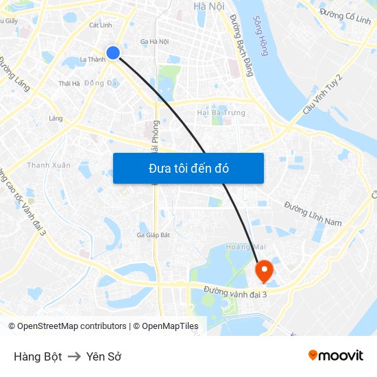 Hàng Bột to Yên Sở map