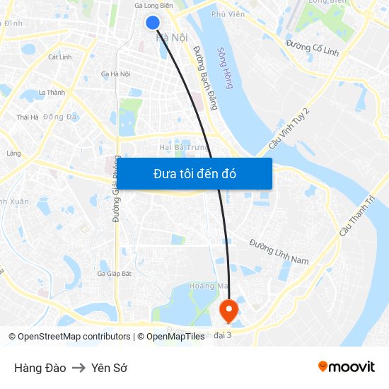 Hàng Đào to Yên Sở map