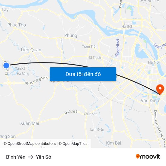 Bình Yên to Yên Sở map