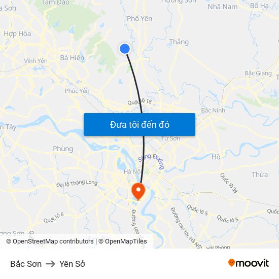 Bắc Sơn to Yên Sở map