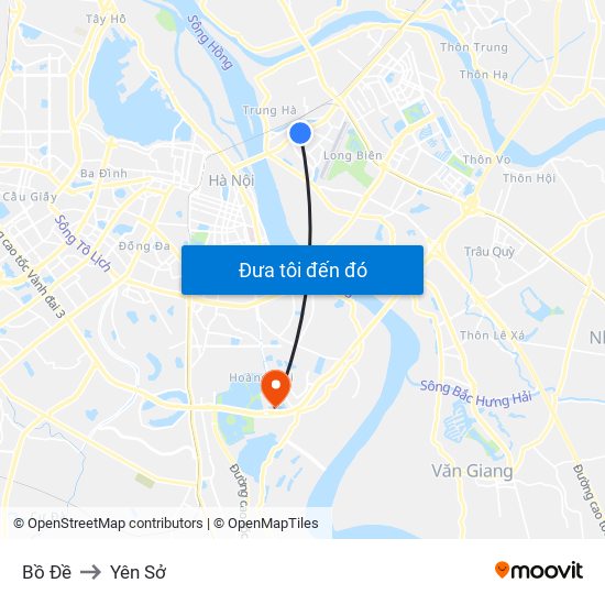 Bồ Đề to Yên Sở map