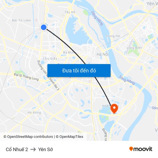 Cổ Nhuế 2 to Yên Sở map
