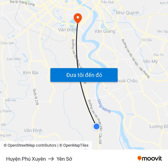 Huyện Phú Xuyên to Yên Sở map