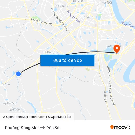 Phường Đồng Mai to Yên Sở map