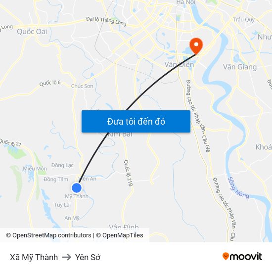 Xã Mỹ Thành to Yên Sở map