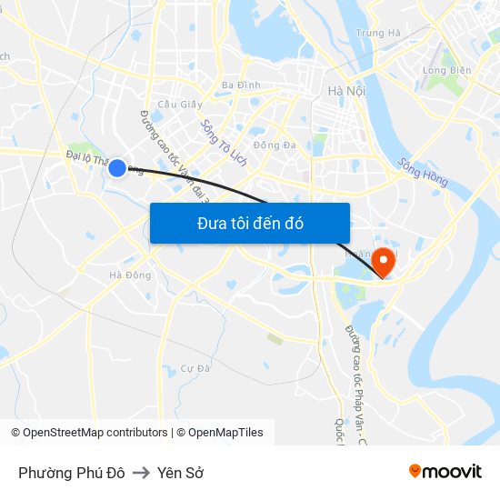 Phường Phú Đô to Yên Sở map