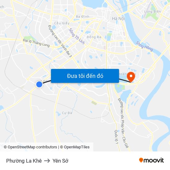 Phường La Khê to Yên Sở map