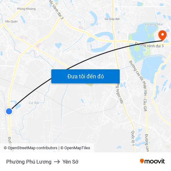 Phường Phú Lương to Yên Sở map