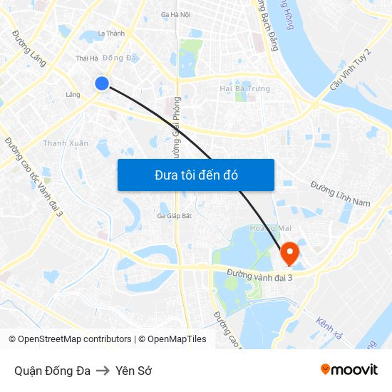 Quận Đống Đa to Yên Sở map