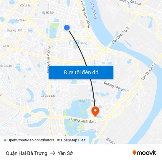 Quận Hai Bà Trưng to Yên Sở map