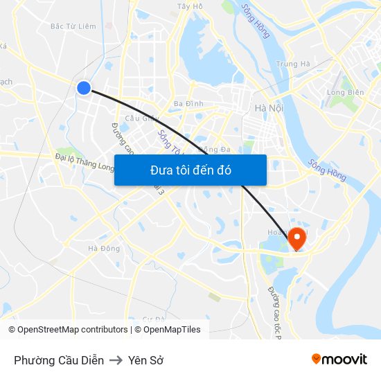 Phường Cầu Diễn to Yên Sở map