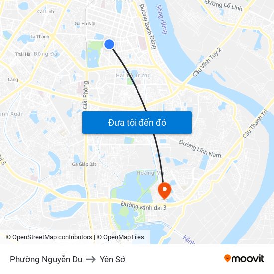 Phường Nguyễn Du to Yên Sở map