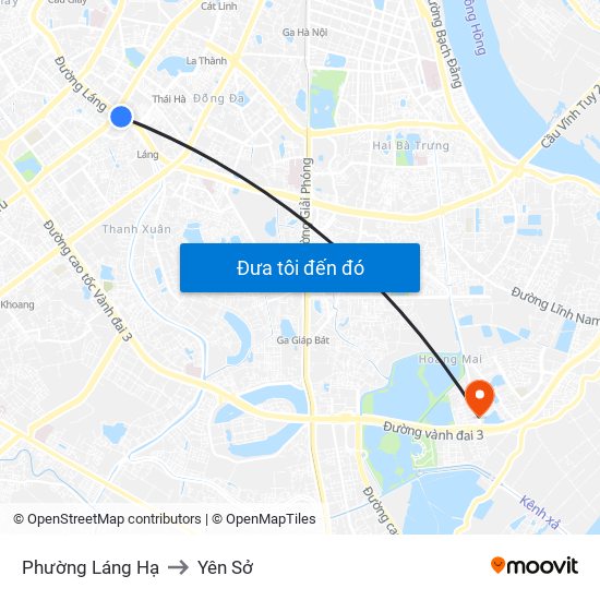 Phường Láng Hạ to Yên Sở map