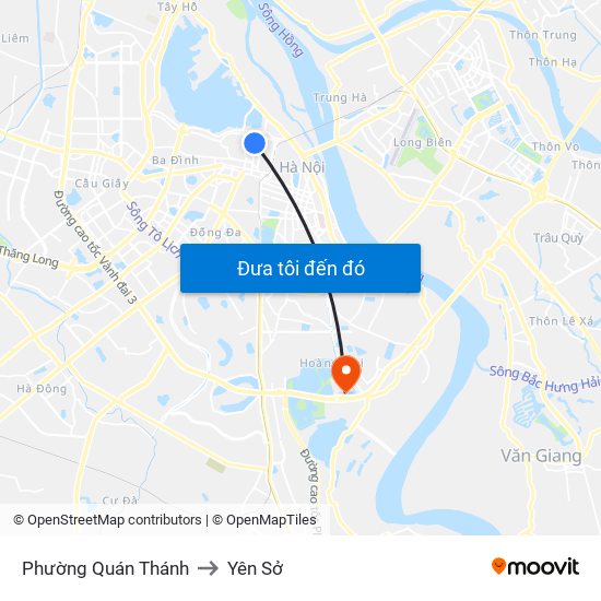 Phường Quán Thánh to Yên Sở map