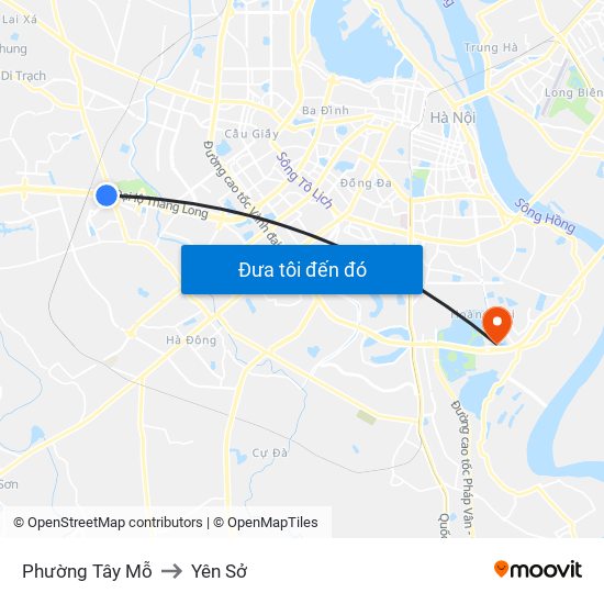 Phường Tây Mỗ to Yên Sở map