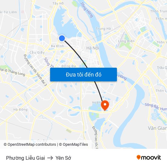 Phường Liễu Giai to Yên Sở map