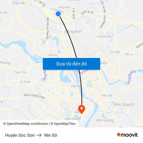 Huyện Sóc Sơn to Yên Sở map