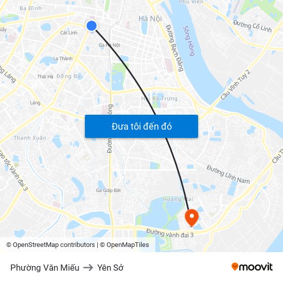 Phường Văn Miếu to Yên Sở map