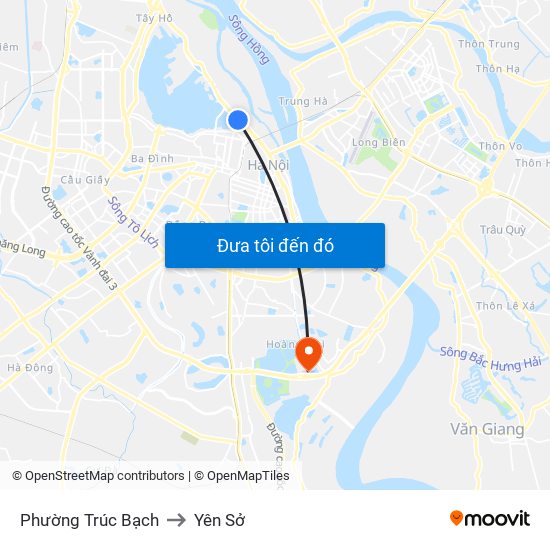 Phường Trúc Bạch to Yên Sở map