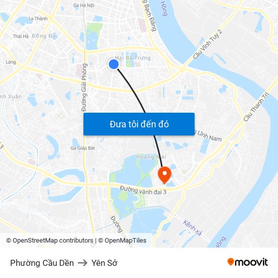 Phường Cầu Dền to Yên Sở map