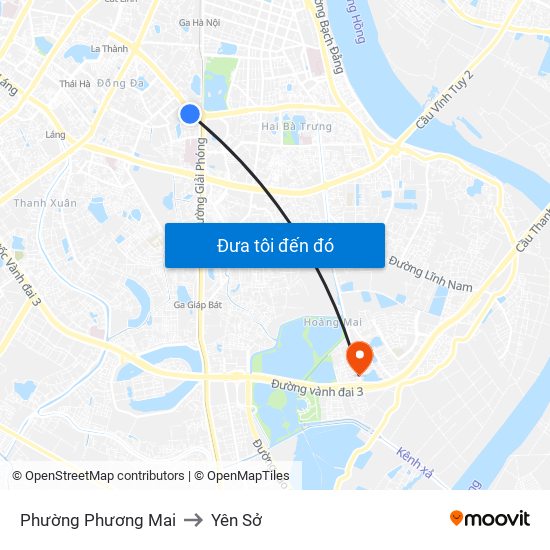 Phường Phương Mai to Yên Sở map