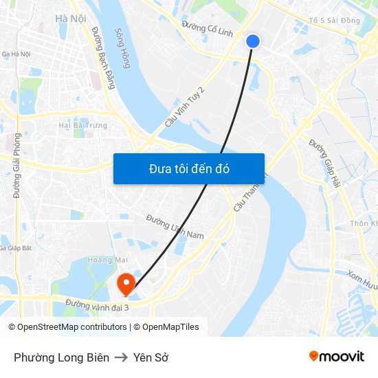 Phường Long Biên to Yên Sở map