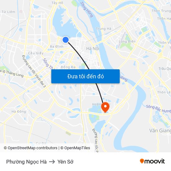 Phường Ngọc Hà to Yên Sở map