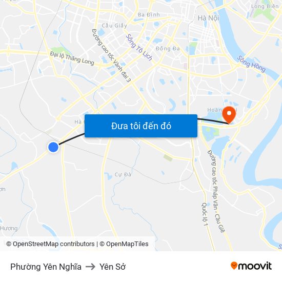 Phường Yên Nghĩa to Yên Sở map