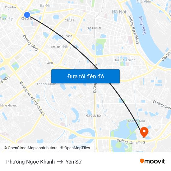 Phường Ngọc Khánh to Yên Sở map