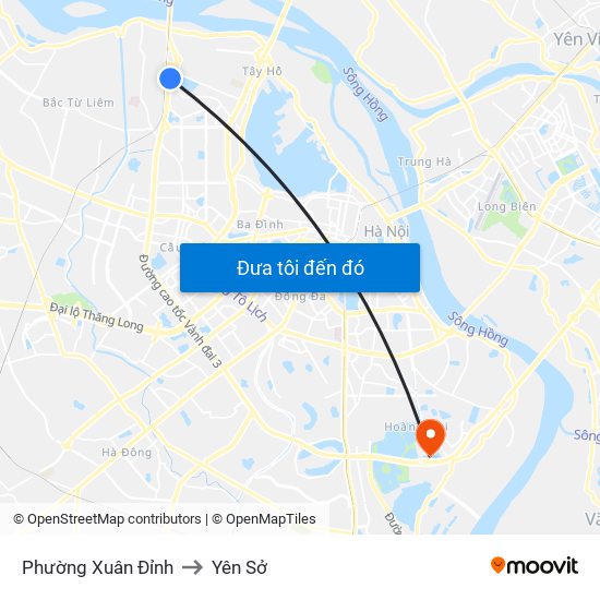 Phường Xuân Đỉnh to Yên Sở map
