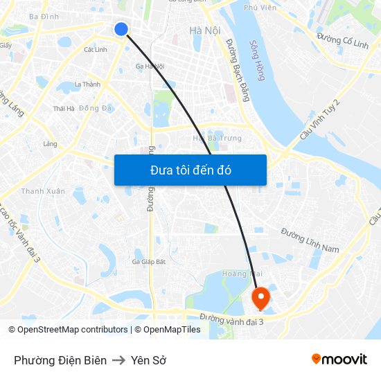 Phường Điện Biên to Yên Sở map