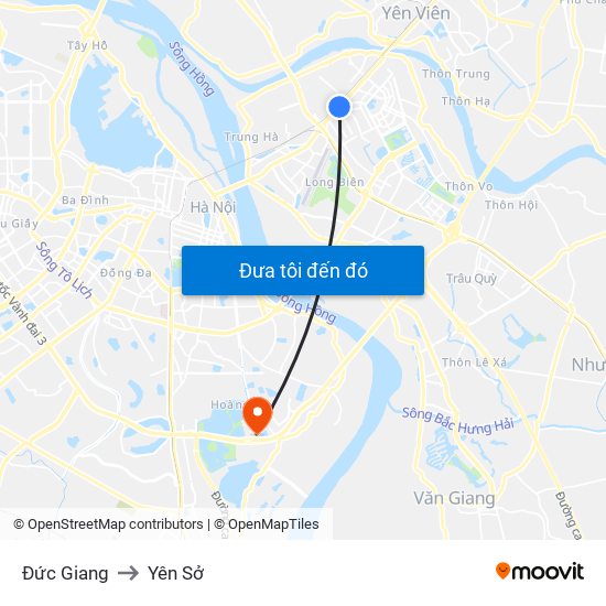 Đức Giang to Yên Sở map