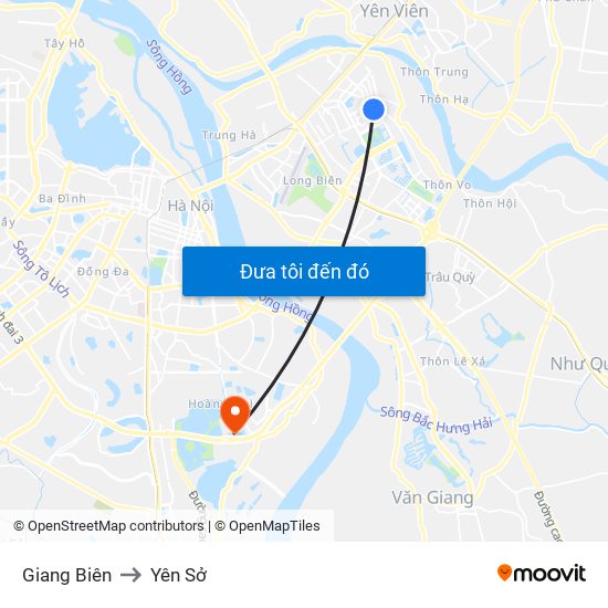 Giang Biên to Yên Sở map