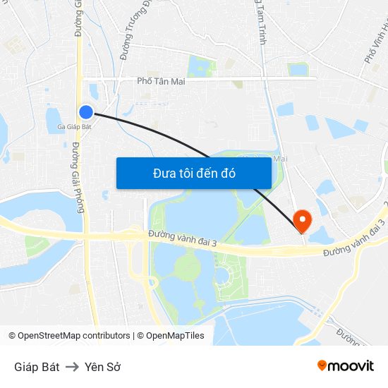 Giáp Bát to Yên Sở map