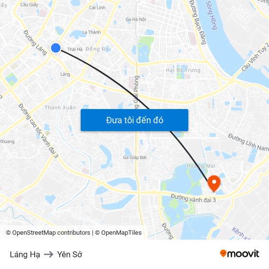 Láng Hạ to Yên Sở map