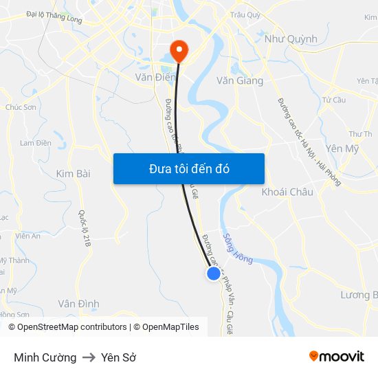 Minh Cường to Yên Sở map